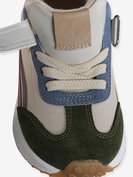 Kindersneakers met veters en klittenband, kleutercollectie blauw, bedrukt+kaki+veel beige+veel blauw - vertbaudet enfant 