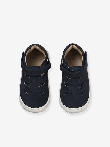 Babysandalen met klittenbandsluiting van leer voor de eerste stapjes marineblauw - vertbaudet enfant 