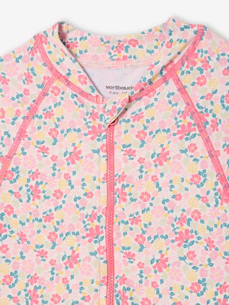 Badpak voor meisjes met lange mouwen roze, bedrukt - vertbaudet enfant 