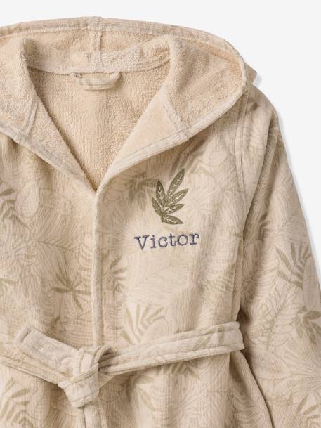 Peignoir de bain enfant personnalisable GREEN JUNGLE, avec coton recyclé vert imprimé - vertbaudet enfant 
