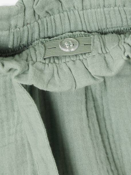 Short en gaze de coton style 'paperbag' fille beige+bleu pâle+vert sauge - vertbaudet enfant 