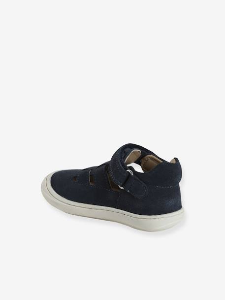 Babysandalen met klittenbandsluiting van leer voor de eerste stapjes marineblauw - vertbaudet enfant 