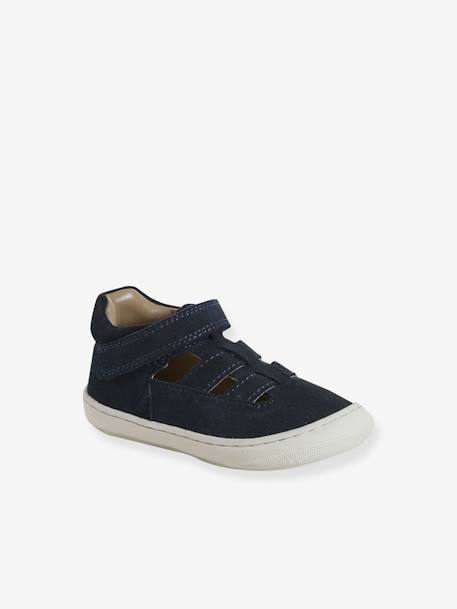 Babysandalen met klittenbandsluiting van leer voor de eerste stapjes marineblauw - vertbaudet enfant 