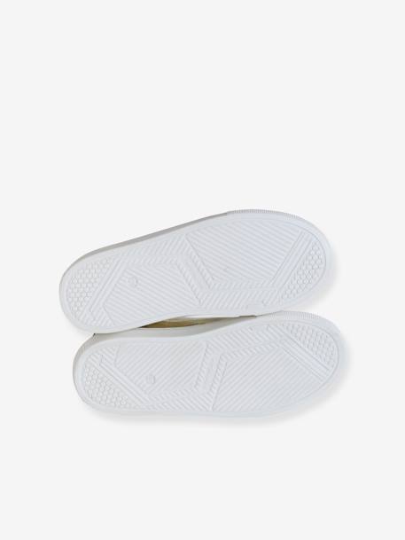 Baskets enfant fille en cuir à lacets beige imprimé+or - vertbaudet enfant 