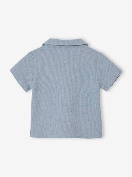 Chemise manches courtes maille fantaisie bébé bleu grisé - vertbaudet enfant 
