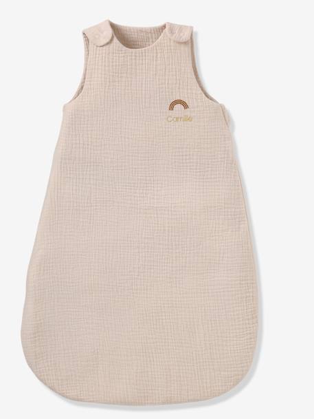Gigoteuse été sans doublure en gaze de coton Bio*, personnalisable bleu grisé+corail+vanille - vertbaudet enfant 