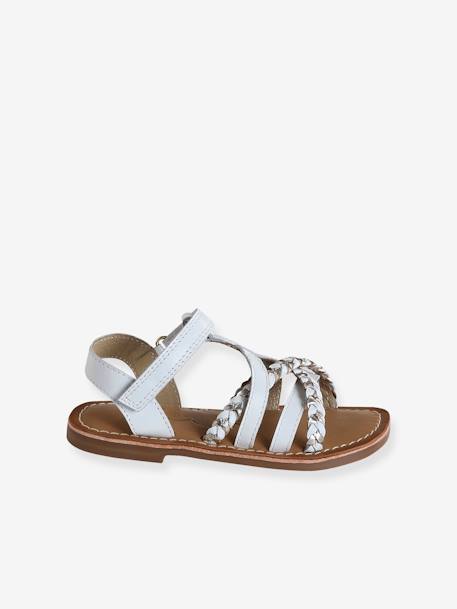 Sandalen met klittenband van leer voor kinderen, kleuterschoolcollectie VERTBAUDET wit - vertbaudet enfant 