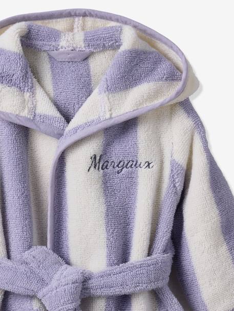 Badjas voor baby's met strepen TRANSAT capsule familie, te personaliseren, met gerecycled katoen geel, gestreept+groen, gestreept+paars, gestreept - vertbaudet enfant 