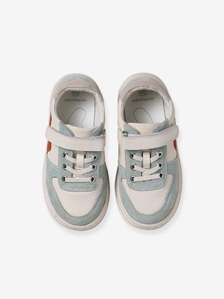 Basket enfant garçon cuir à scratchs et lacets élastiqués lot blanc+lot vert - vertbaudet enfant 