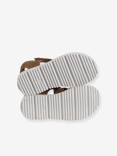 Sandalen met klittenband van leer voor kinderen, kleuterschoolcollectie kameel - vertbaudet enfant 