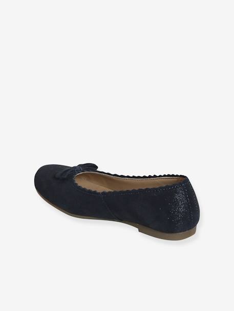 Leren meisjesballerina's marineblauw+Metallic beige - vertbaudet enfant 