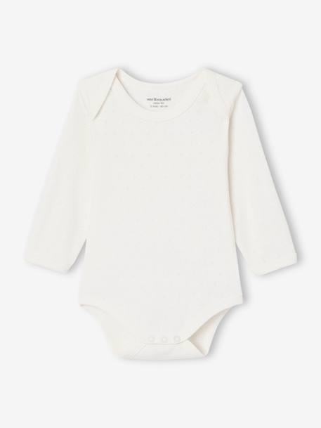 Lot de 2 bodies bébé manches longues en maille pointelle rose pâle - vertbaudet enfant 