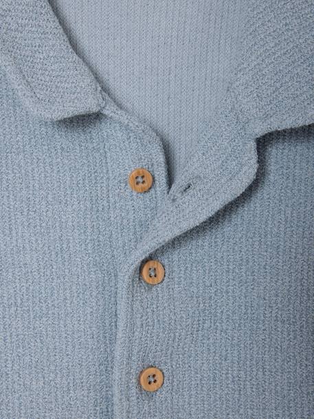 Chemise manches courtes maille fantaisie bébé bleu grisé - vertbaudet enfant 