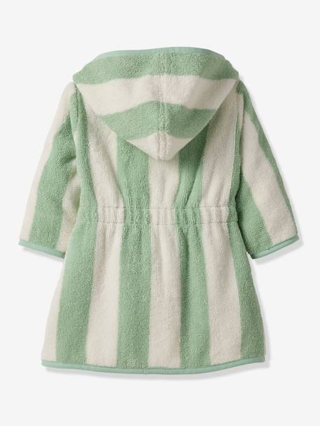 Badjas voor baby's met strepen TRANSAT capsule familie, te personaliseren, met gerecycled katoen geel, gestreept+groen, gestreept+paars, gestreept - vertbaudet enfant 