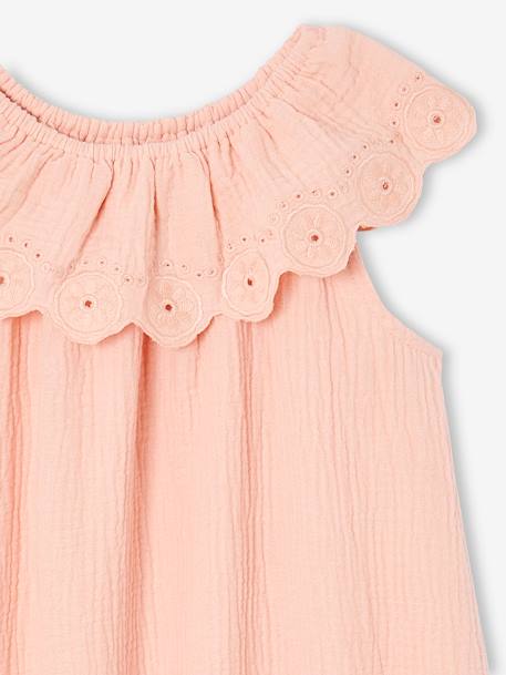 Robe de cérémonie avec collerette brodée fille rose pâle - vertbaudet enfant 