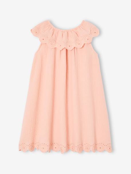 Robe de cérémonie avec collerette brodée fille rose pâle - vertbaudet enfant 