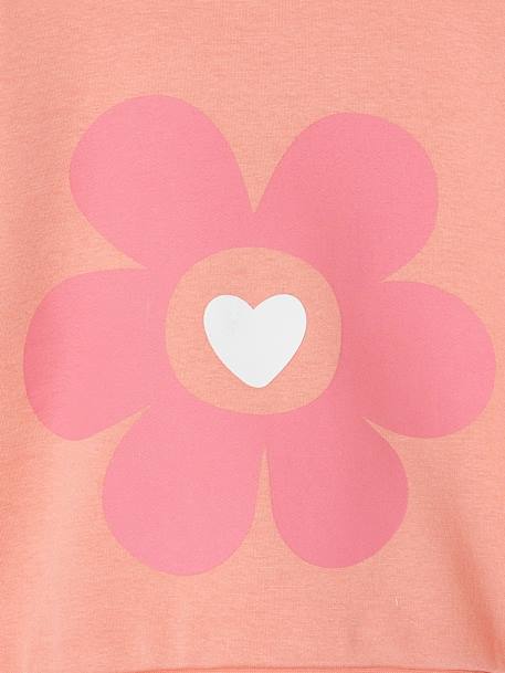 Basic meisjessweater met motief antraciet+donkerpaars+koraal+paars+pioenroos+salie+vanille - vertbaudet enfant 