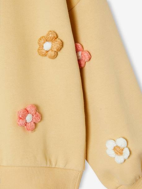 Sweat fille fleurs 3D tricotées jaune d'or - vertbaudet enfant 