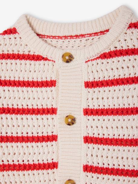 Gebreid vestje voor baby's rood, gestreept - vertbaudet enfant 