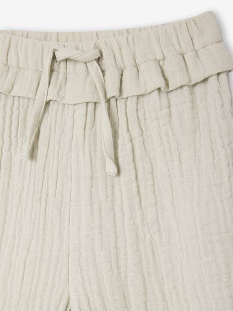Pantalon bébé fille en gaze de coton vert de gris - vertbaudet enfant 