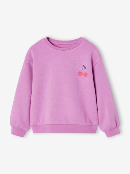 Basic meisjessweater met motief antraciet+donkerpaars+koraal+paars+pioenroos+salie+vanille - vertbaudet enfant 