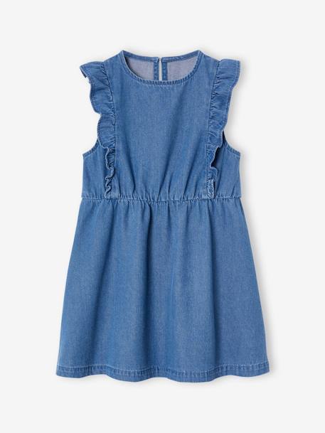 Robe fille denim manches à volants stone - vertbaudet enfant 