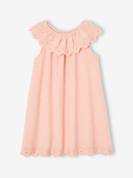 Robe de cérémonie avec collerette brodée fille rose pâle - vertbaudet enfant 