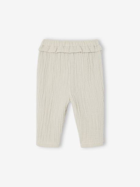 Pantalon bébé fille en gaze de coton vert de gris - vertbaudet enfant 