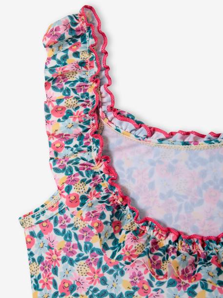Maillot de bain 1 pièce imprimé fleuri fille pêche - vertbaudet enfant 
