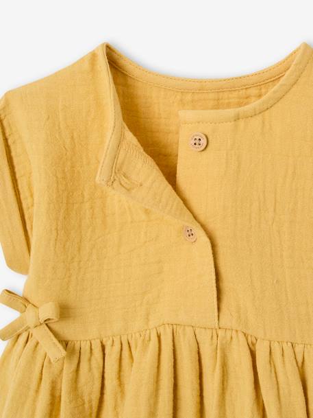 Babyjurkje van katoengaas groen+okergeel - vertbaudet enfant 