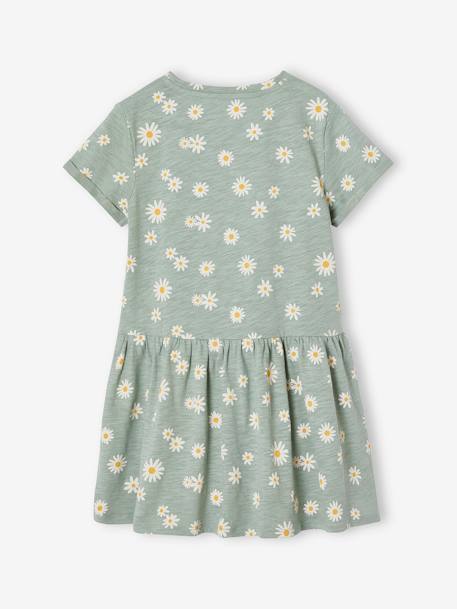 Meisjesjurk met print groengrijs+nude+vanille+wit - vertbaudet enfant 