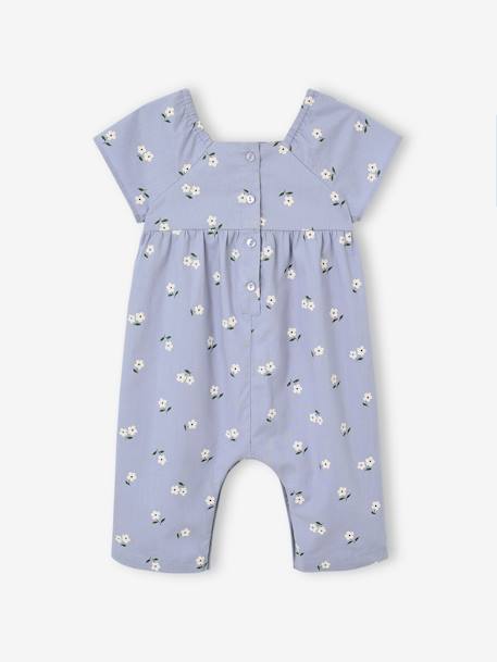 Vertbaudet meisjes jumpsuit met vlindermouwen hemelsblauw+rood, geruit - vertbaudet enfant 