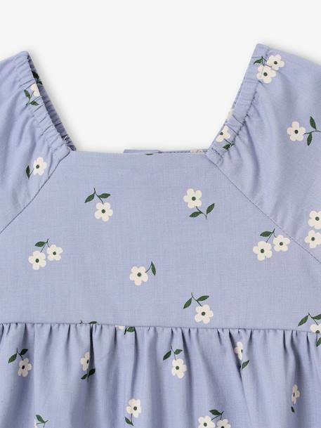 Vertbaudet meisjes jumpsuit met vlindermouwen hemelsblauw+rood, geruit - vertbaudet enfant 