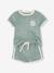 Ensemble bébé tee-shirt + short en éponge bleu grisé+rayé bleu+taupe - vertbaudet enfant 