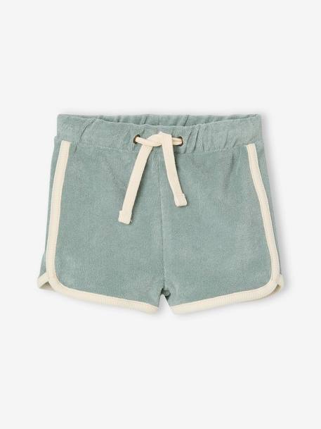 Badstoffen babyset met T-shirt en short blauw, gestreept+grijsblauw+taupe - vertbaudet enfant 