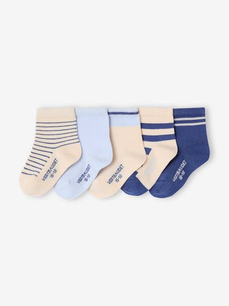 Set van 5 paar babysokken BASICS blauw - vertbaudet enfant 