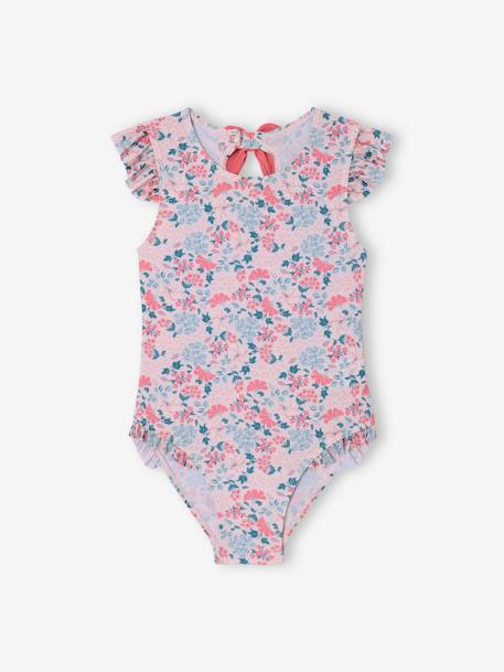 Maillot de bain fille 1 pièce noeud décoratif au dos rose pâle - vertbaudet enfant 