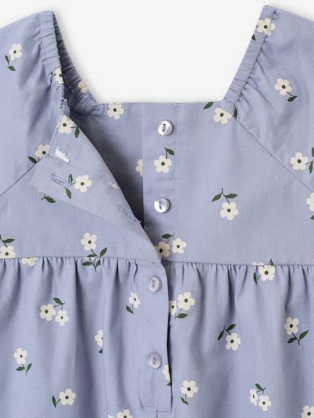 Vertbaudet meisjes jumpsuit met vlindermouwen hemelsblauw+rood, geruit - vertbaudet enfant 
