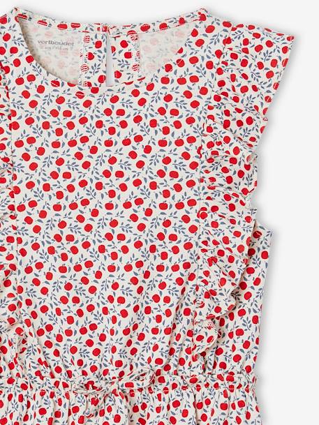Robe fille imprimée manches volantées vanille+vert émeraude - vertbaudet enfant 