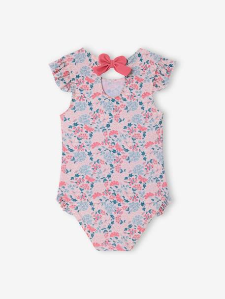 Maillot de bain fille 1 pièce noeud décoratif au dos rose pâle - vertbaudet enfant 