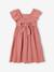 Robe de cérémonie en gaze de coton fille manches en broderie anglaise rose imprimé+vieux rose - vertbaudet enfant 