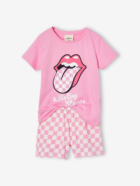 Kinder Sommer-Schlafanzug THE ROLLING STONES roze, geruit - vertbaudet enfant 