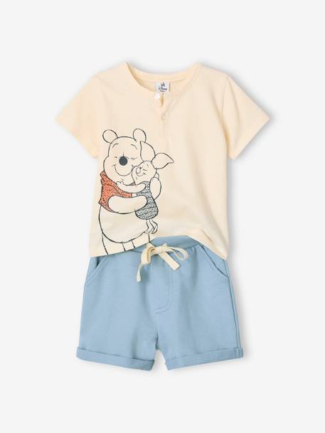 Babyset Disney® Winnie de Poeh Tunesisch T-shirt + short chambrayblauw - vertbaudet enfant 