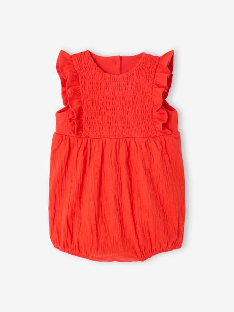 Mouwloos kort babypakje grijs+rood - vertbaudet enfant 