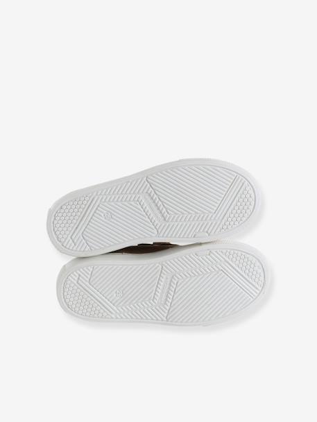 Derbies garçon cuir à scratchs marine+MARRON MOYEN UNI - vertbaudet enfant 