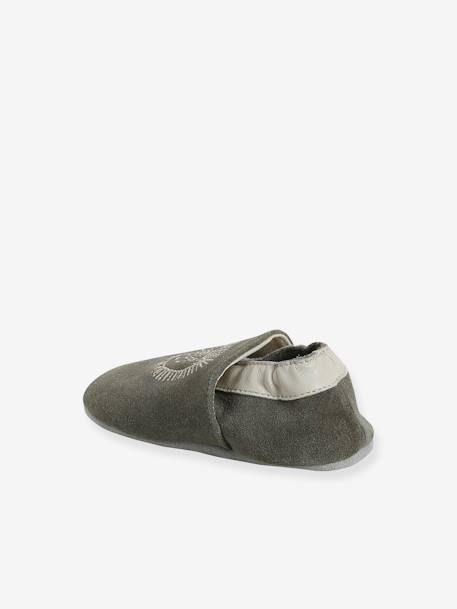 Chaussons élastiqués en cuir souple bébé lot marron+marron imprimé+vert imprimé - vertbaudet enfant 