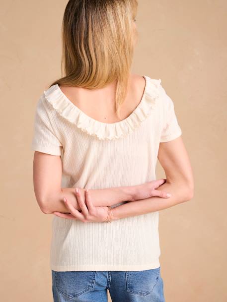 T-shirt en maille pointelle grossesse décolleté dos beige chiné - vertbaudet enfant 