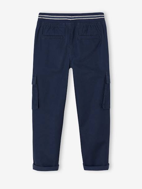 Pantalon droit cargo droit morphologique tour de hanches médium bleu nuit+sable - vertbaudet enfant 