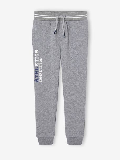 Sport joggingbroek van fleece jongens gemêleerd grijs+marineblauw - vertbaudet enfant 