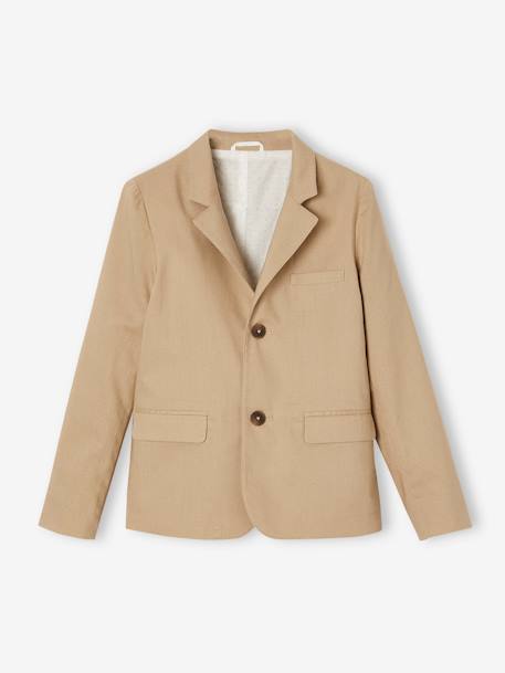 Veste garçon cérémonie en coton/lin beige+beige clair+bleu+marine foncé - vertbaudet enfant 